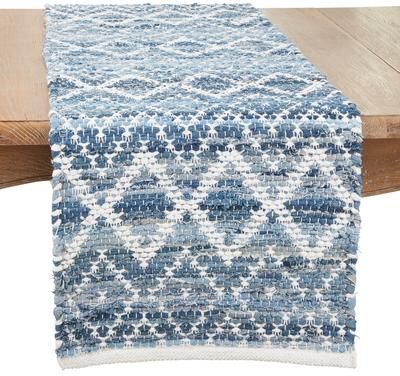 Saro Lifestyle "Handcrafted Delight Diamond Chindi Table Runner - 16"" x 72"""