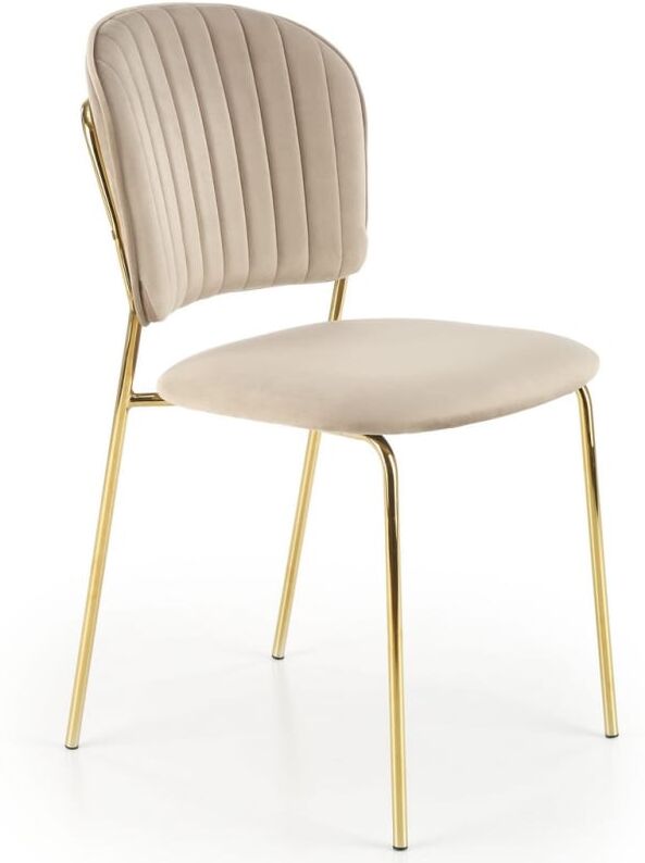 MSO Chaise design en velours de polyester beige Beige 56x85x47cm