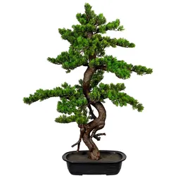 CREATIV green künstliche Pflanze Bonsai Myrte ca 85x55cm,, in Kunststoffschale 33x22x8cm, schwarz
