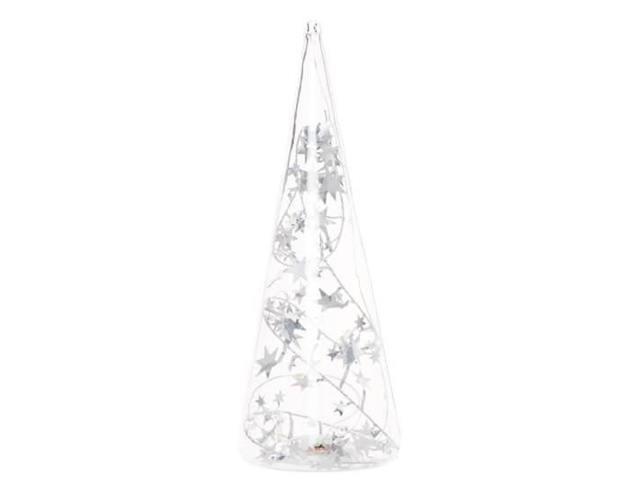 Weihnachtsdeko leuchtender Tannenbaum aus Glas, transparent und silber