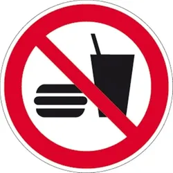 Aufkleber Essen und Trinken verboten ISO 7010, Folie, Ø 100 mm