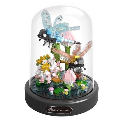 BALODY Gartenszene: Blumen mit Libelle, DIY Bausatz aus Miniblocks, 500 Klemmbausteine