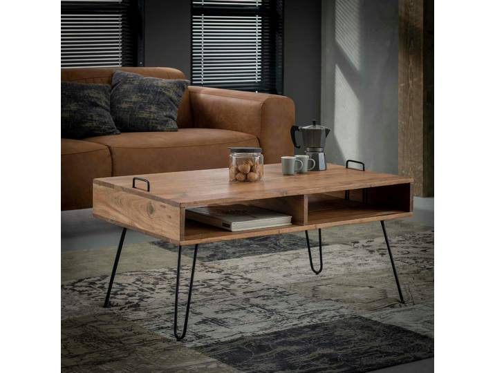 Table basse scandinave bois massif 100 cm MELBOURNE