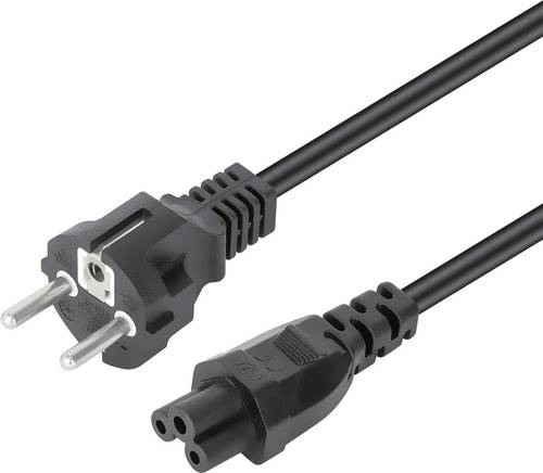 Manhattan Strom Anschlusskabel [1x Kleeblatt-Buchse C5 - 1x Schutzkontakt-Stecker] 3m Schwarz