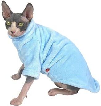 Inspired Finds Cozy Turtleneck Cat Sweater For Hairless Cats, Maine Coons & Small Dogs blue xsold