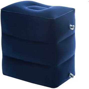 Combo Retail Shop Adjustable Inflatable Travel Pillow, Flight Sleeping Footrest, Portable Rest Cushion For Airplane, Car, And Bus 3 Layer blue