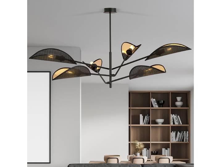 Deckenleuchte Vene 102 x 51 x 102cm Schwarz/Schwarz/Gold 6 Polyamid Glühlampe E14