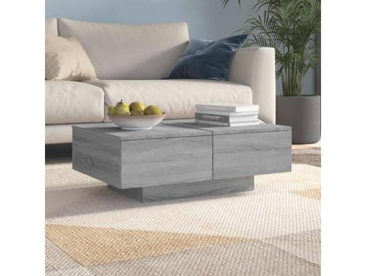 HEFZGDB Couchtisch Grau Sonoma 90x60x31 cm Holzwerkstoff mit Stauraum und Stabiler Konstruktion für Wohnzimmer