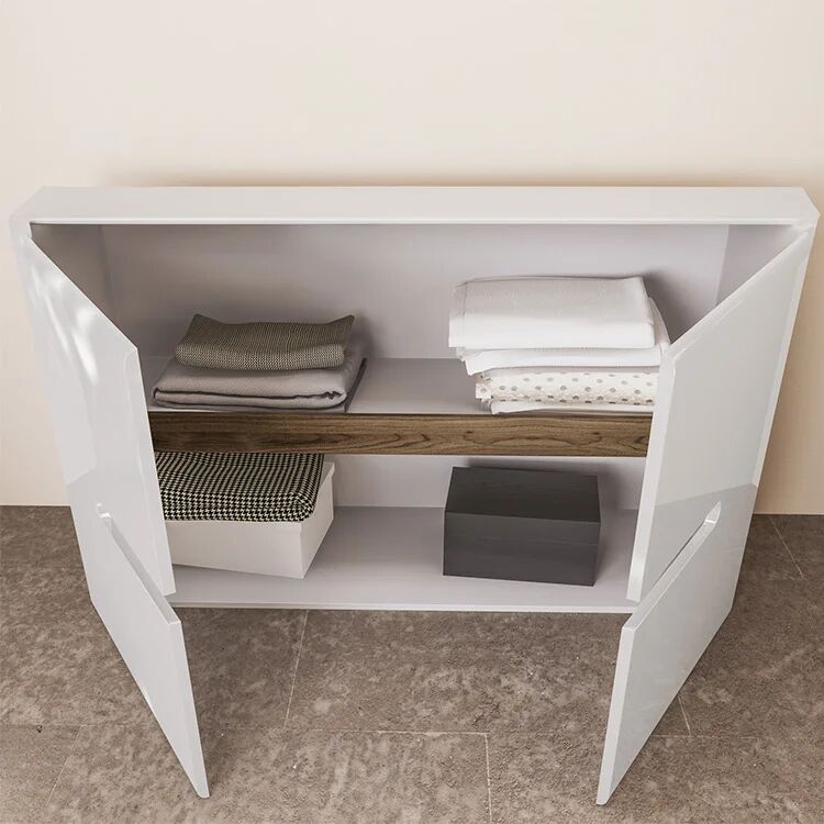 garneroarredamenti Credenza multiuso 120x78cm 2 ante moderna bianco lucido Biancastagno