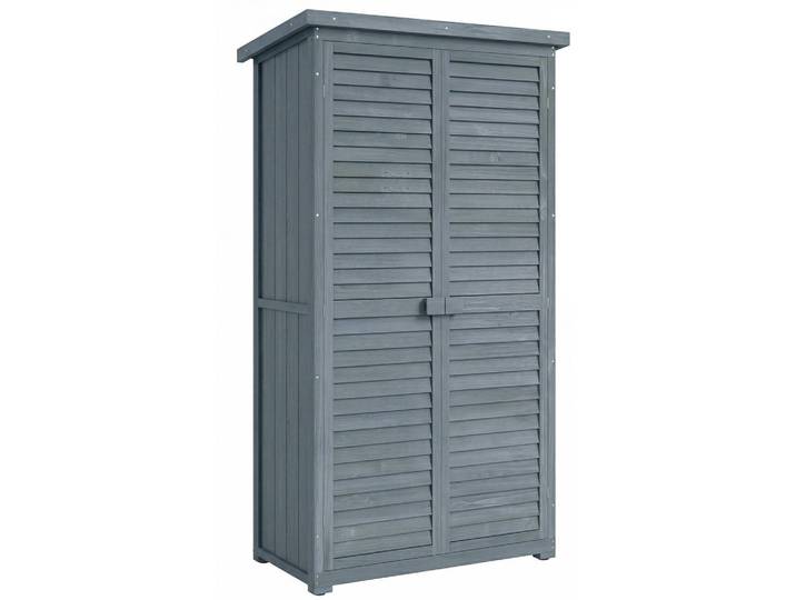 Outsunny Gartenschrank, Holz Gerätehaus, Geräteschuppen, Geräteschrank, Pultdach, Grau, 46.5x160x87 cm, Gartenzubehör, Geräteschuppen
