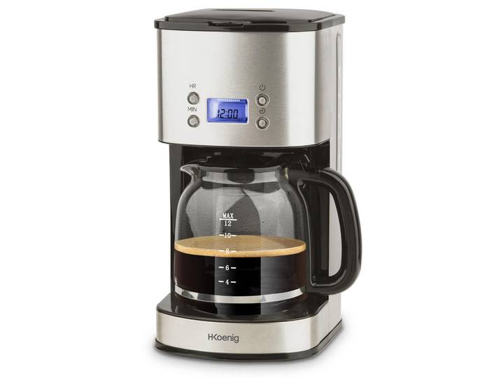 HKoenig Kaffeefiltermaschine Mg30 Silber, LCD Bildschrim, Programmierbar, Silberfarben, Metall, 19x36.5x17 cm, Kochgeschirr, Küchengeräte, Kaffeemaschinen & Milchschäumer