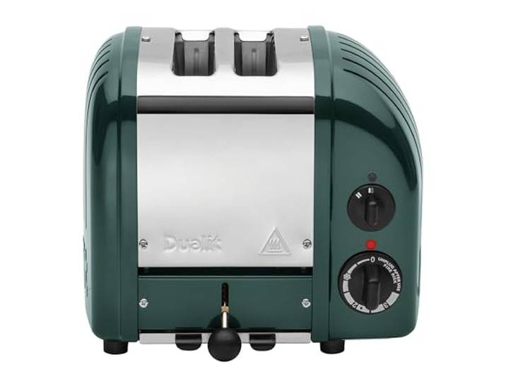 Dualit NEWGEN Premium Toaster 2 Scheiben Dunkelgrün, handgefertigt in GB Toaster Retro mit ProHeat®-Heizelementen, gleichmäßige Bräune, mechanischer Timer, manueller Hebel, Edelstahlgehäuse