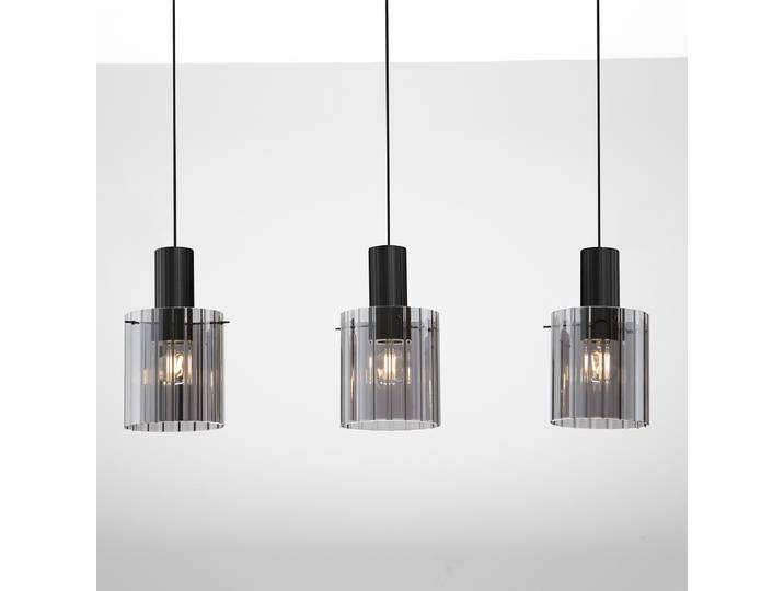 Pendelleuchte Mirbi Typ B 96 x 120 x 18cm Schwarz/Schwarz Aluminium, Rauchglas LED E27