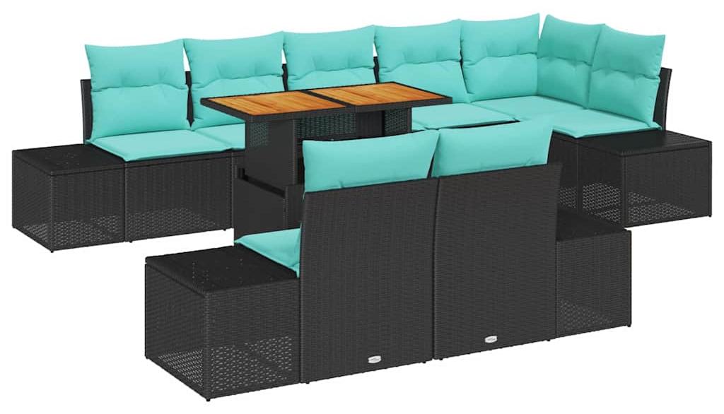 vidaXL Garten Essgruppe 9 stk. 8-Sitzanzahl Schwarz und Teal