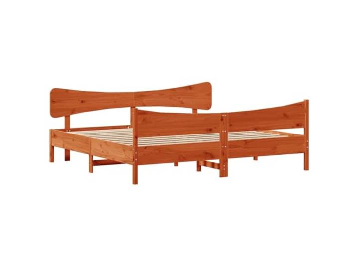 KTHLBRH Doppelbett 200 x 200 cm Kiefernholz Braun Wachs Struktur mit Lattenrost, funktionales Kopfteil, Montage erforderlich