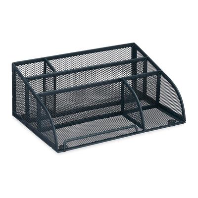 Relaxdays Schreibtisch Organizer, 5 Fächer, Mesh Design, Metall, HBT: 10,5x25,5x17 cm, Utensilienbox für Büro, anthrazit