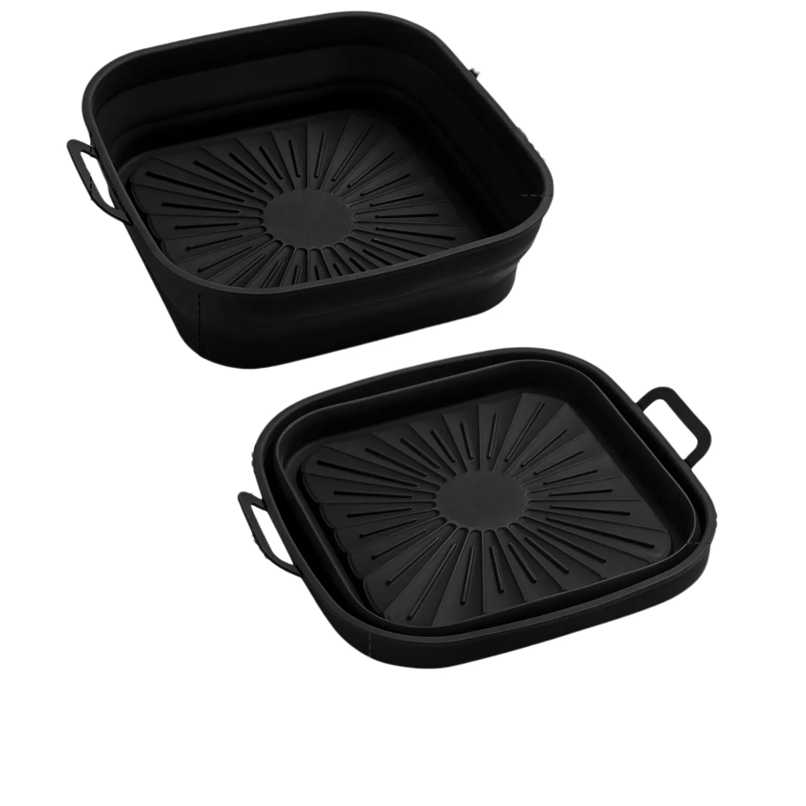 INF Zusammenklappbare quadratische Silikonform für Fritteuse 17,5 cm Schwarz