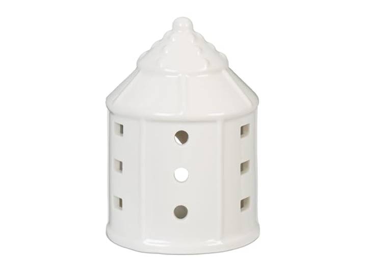 Relaxdays Photophore en Forme de Maison\, céramique\, pour 1 Bougie Chauffe-Plat\, H x D : 10\,5 x 7\,5 cm\, Blanc