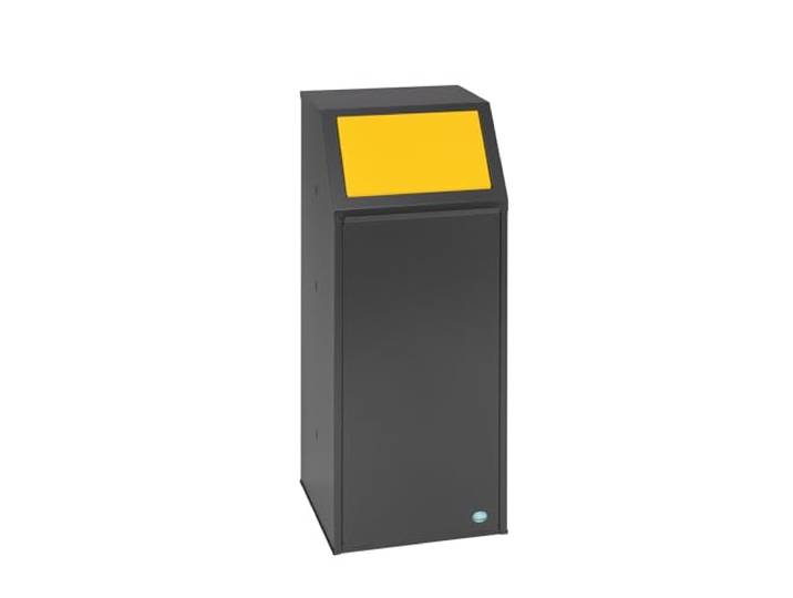 PROREGAL Robuster Wertstoffsammler für Wertstoffe Stationär 69 Liter, HxBxT 103x45,5x45,5cm Verzinkter Stahl Gelb Mülleimer Abfalleimer