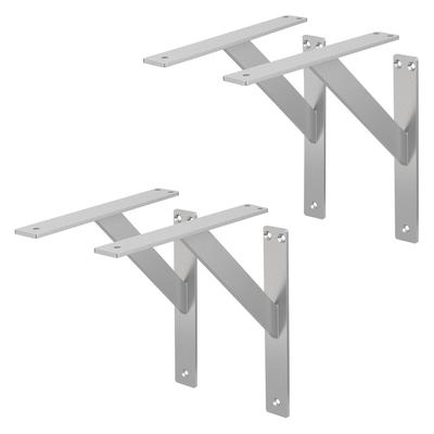 ML-Design 4 Stück Regalhalterung 240x240 mm, Silber, Aluminium, Schwebende Regalhalterungen, Regalwinkel, Wandhalterung für Regalbrett