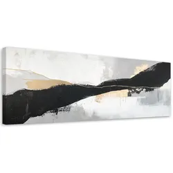 LEINWANDBILD Abstrakt Formen Linien Glamour Gold 150x50cm