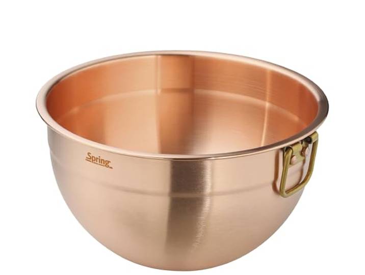 Spring Culinox Rührschüssel aus Kupfer, 2,8 L, Ø 20 cm, Profi-Qualität Kupferschüssel, für Eischnee, Cremes und Desserts, antibakteriell, mit Seitengriff, abgeflachter Boden, stabiler Stand