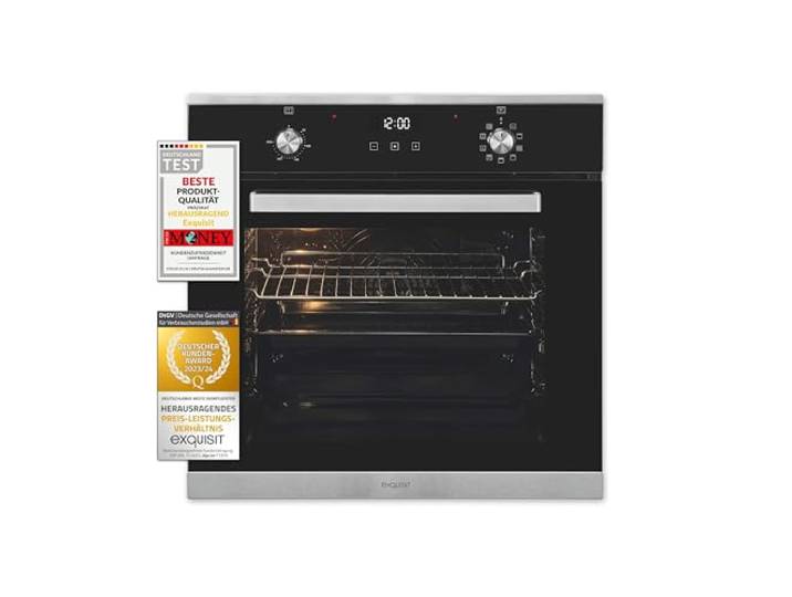 Exquisit Einbaubackofen EBE76-9-H-020 Inox - 75l Garraum - Umluft & Grill