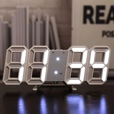 Quick Pick Pro LED Digital Clock Wall Decor With Auto Night Mode And Adjustable Brightness white