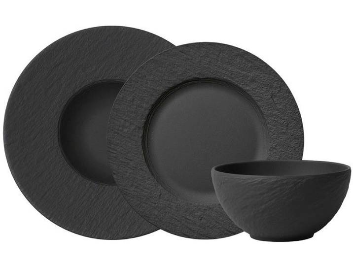 Villeroy & Boch Geschirr-Set Manufacture Rock (6-tlg), 2 Personen, Fine China-Porzellan, Made in Germany, Fine China Porzellan