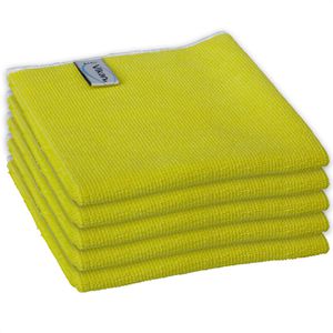 Vikan Allzwecktuch Basic Mikrofaser-Tuch, 40 x 40 cm, aus Mikrofaser, gelb, waschbar, 5 Stück
