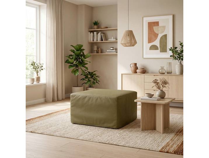 Livetastic Hocker 700 053, Khaki, rechteckig, 77x43x72 cm, Made in EU, FSC Mix, Wohnzimmer, Hocker, Sitzhocker