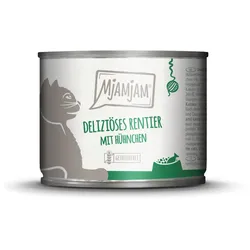 MJAMJAM Leckere Mahlzeit 200g Dose Katzennassfutter 6 x 200 Gramm deliziöses Rentier mit Hühnchen an leckeren Möhrchen