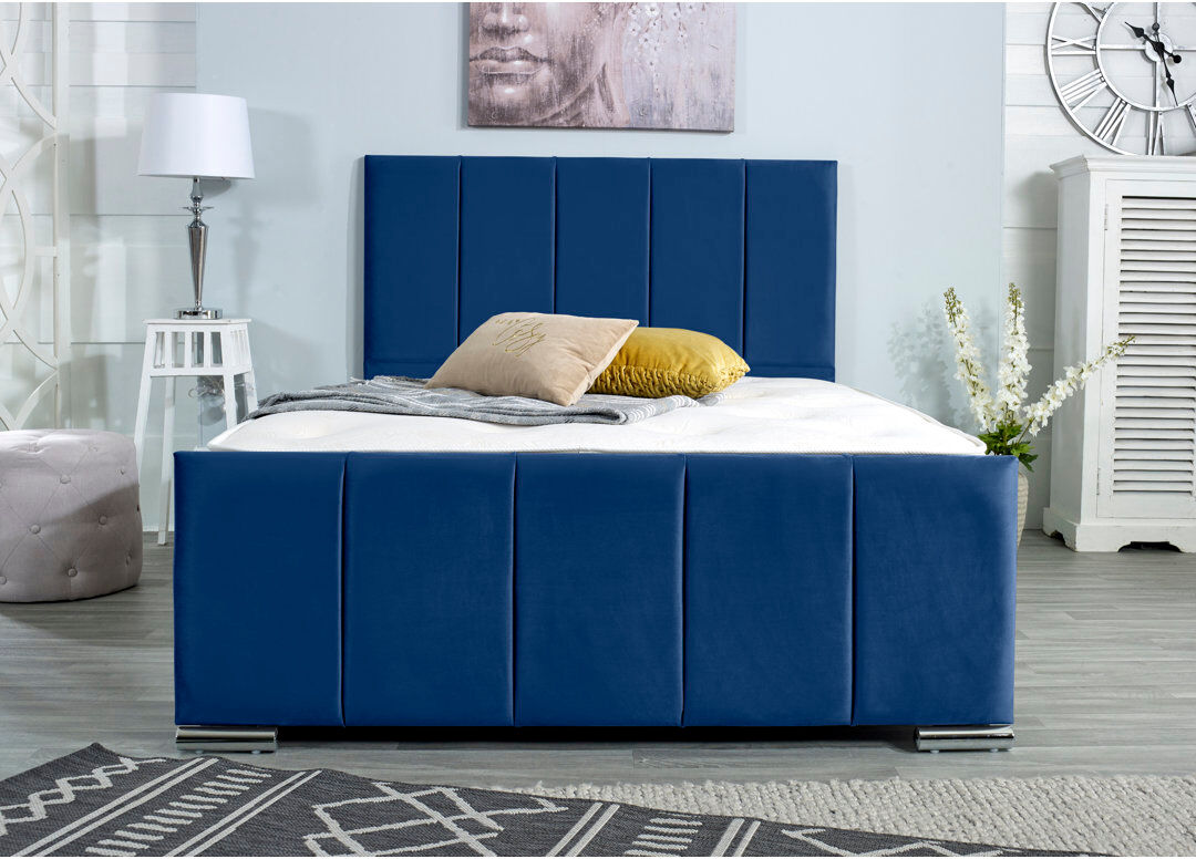 Wayfair Sleep Rossing Upholstered Bed Frame Blue Kingsize (5')