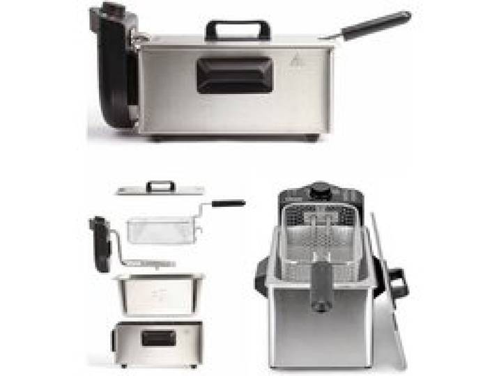 Friteuse électrique - INOX - 3L - 2000W - Cuve amovible - Thermostat réglable jusquà 190°C
