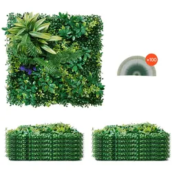 VEVOR Künstliche Hecke, 12 Stück, 500x500x50 mm, 3D-Kombination, Künstliche Pflanzenwand, grüne Dekoration & Efeu-Zaunbedeckung, Sichtschutz-Hintergrundwand, Heckenschutz für den Garten