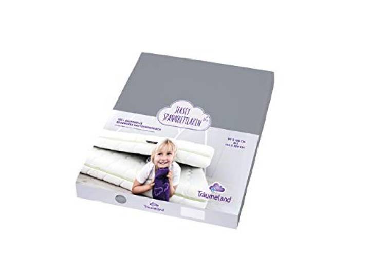 Träumeland TT02097 Spannbetttuch Jersey anthrazit, Größe 90 x 200 cm - besonders hautsympathisch und geschmeidig hervorragende Spannkraft und gute Dehnbarkeit., grau, 200 g