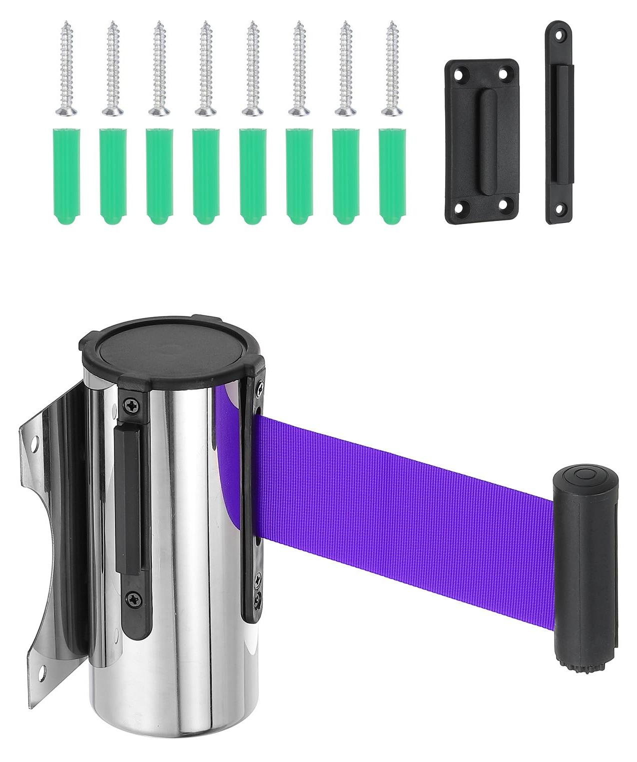 Dripio Inschuifbare bandbarrière, 2,5 meter, stalen behuizing, zilver/paars