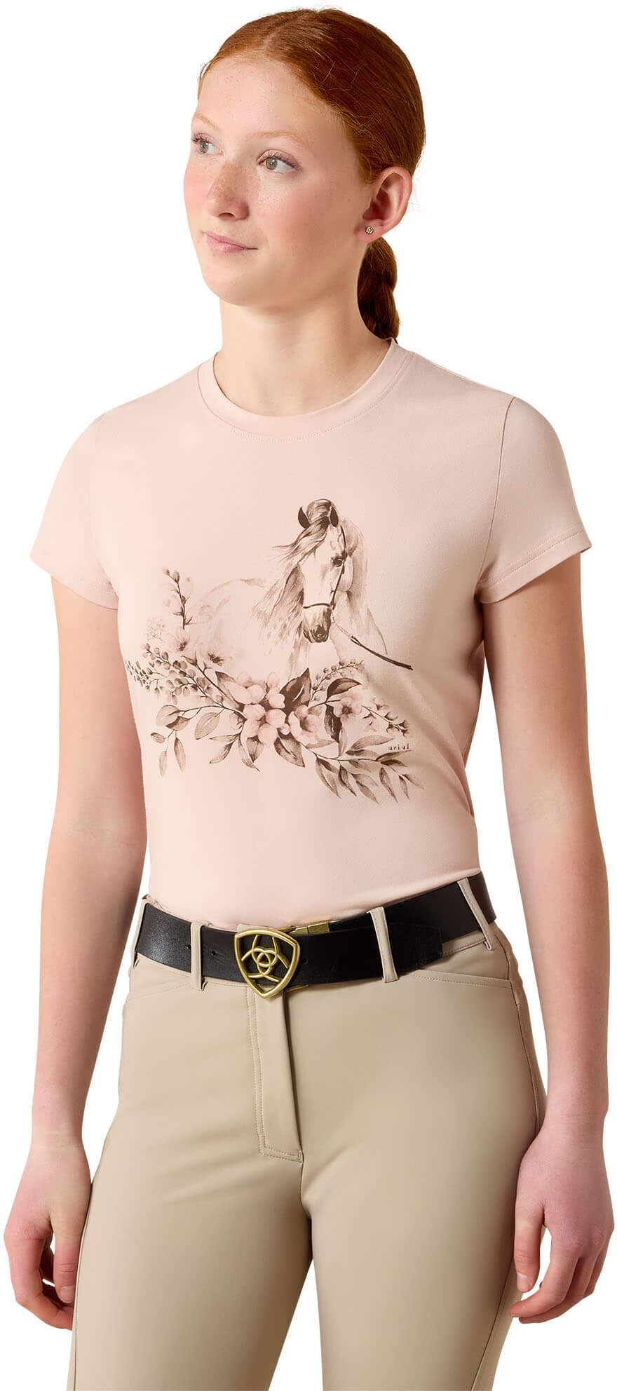 Kid's Ethereal Equine T-Shirt in Sepia Rose Cotton, Size: Medium by Ariat