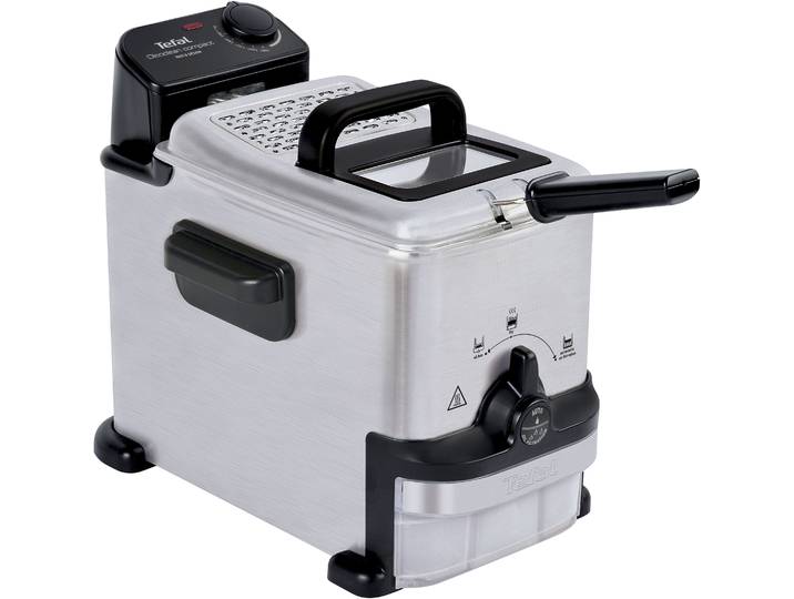 TEFAL Fritteuse Oleoclean Compact , silber (edelstahlfarben), B:29,4cm H:37,3cm T:42,5cm, Fritteusen, 2 L, Deckel mit Filter, Sichtfenster, Temperaturkontrolle, FR7016, Fritteuse