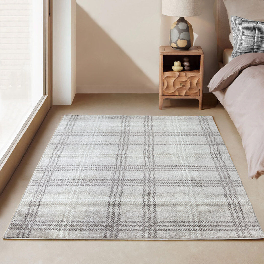 Brambly Cottage Rectangle Plaid Area Rug Beige Rectangle 160 x 230 cm
