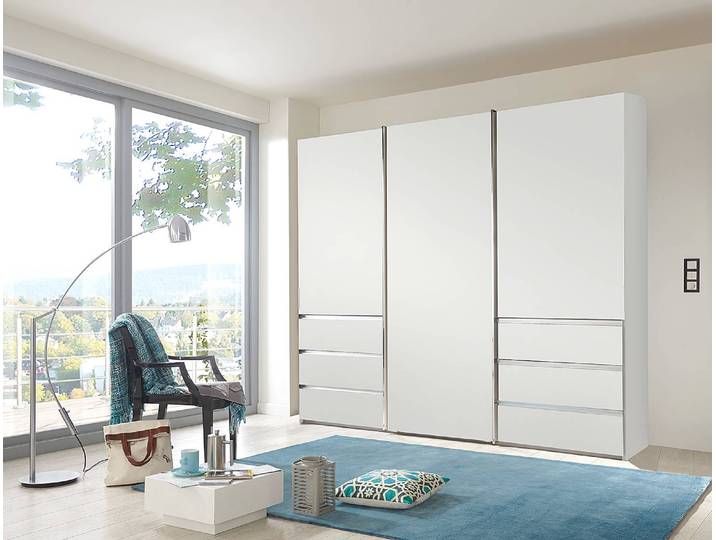 Schwebetürenschrank 295 x 236cm Weiß/Weiß