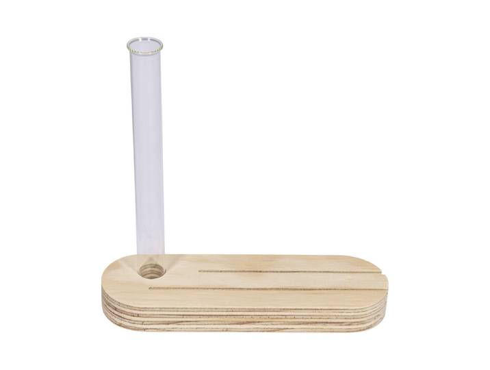Holzhalter m.Reagenzglas, FSC Mix Credit, 16x5x16cm, für Karten, Box 1Set