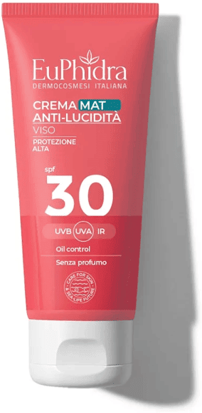 EuPhidra Crema Viso Mat SPF30 Protezione Solare Alta 50 ml Opacizzante per Pelle Mista Grassa