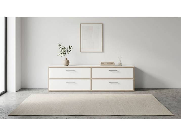 Breites Lowboard mit Schubladen Multiplex Multiplex Weiß