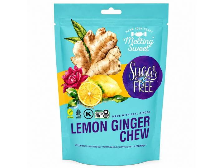 MELTING SWEET Bonbons à mâcher citron gingembre (sans sucre) 105 g