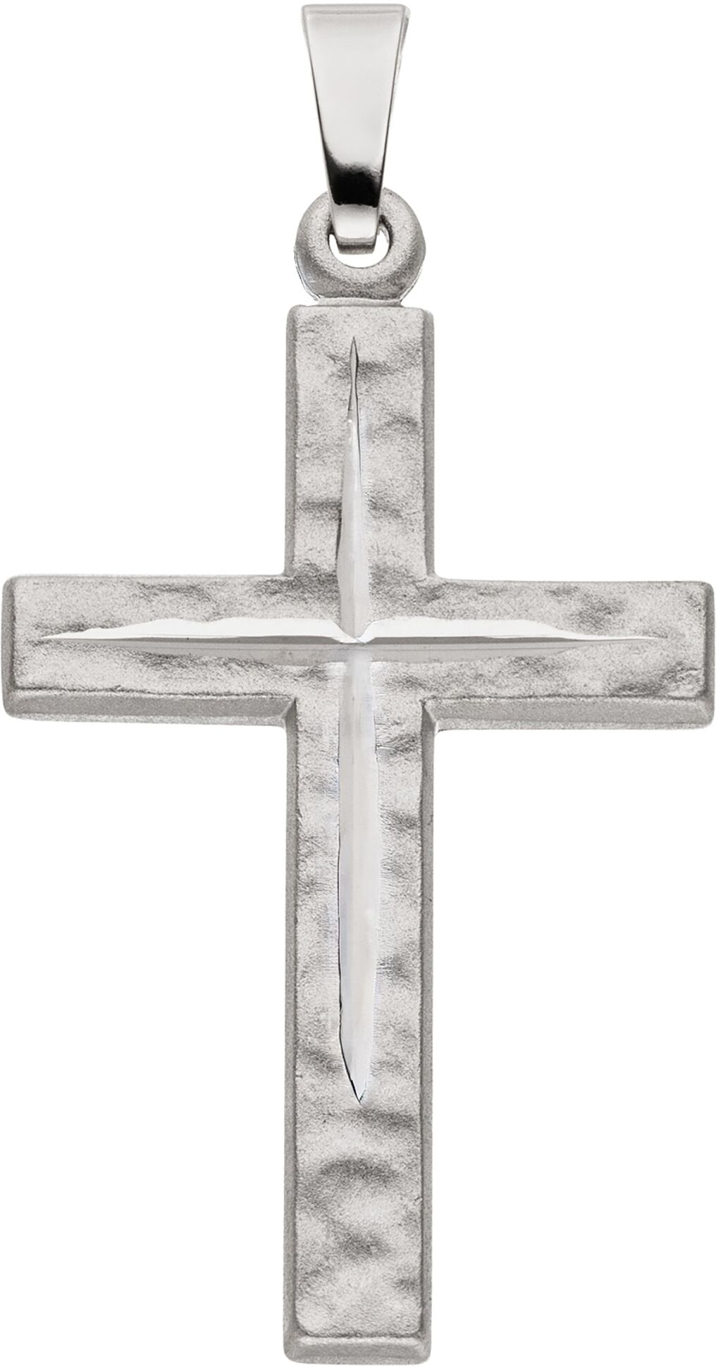 Kreuzanhänger JOBO "Kreuz Silberkreuz Hammerschlag-Optik 28 mm", silber (silber 925), Schmuckanhänger, Damen, Silber 925 (Sterlingsilber), 925 Silber rhodiniert