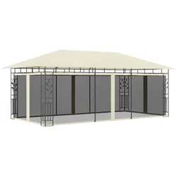 vidaXL Pavillon mit Moskitonetz 6x3x2,73 m Creme