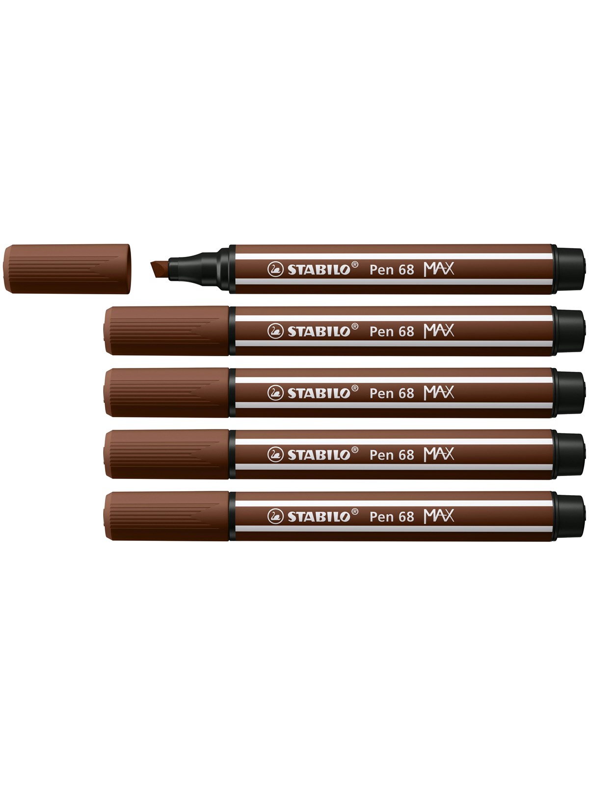 STABILO Pen 68 MAX - Fibre-tip Pen with Thick Chisel Tip - Brown