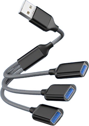 INF USB-hubsplitter met 3 poorten - zwart