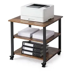 Relaxdays Druckertisch mit Rollen Braun,Schwarz
